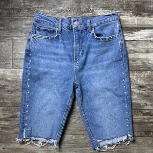 ZARA Beautiful Studded Blue Denim Shorts, Size 6